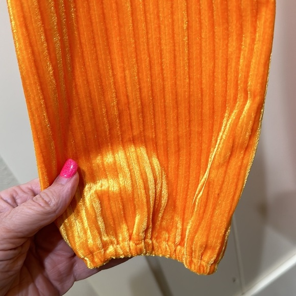 NWOT orange/yellow velour dress size M - Picture 3 of 6